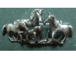 Broszka srebrna z motywem jeździeckim 4 konie